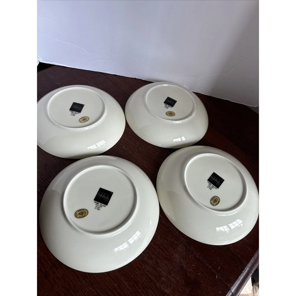 Celebrity Ivory Glaze Prelude 1985 Ivory & Gold Trim Salad Bowls New Set Of‎ 4